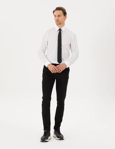 Beyaz Slim Fit Uzun Kollu Basic Gömlek