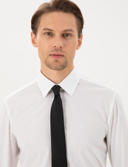 Beyaz Slim Fit Uzun Kollu Basic Gömlek - 50300853008