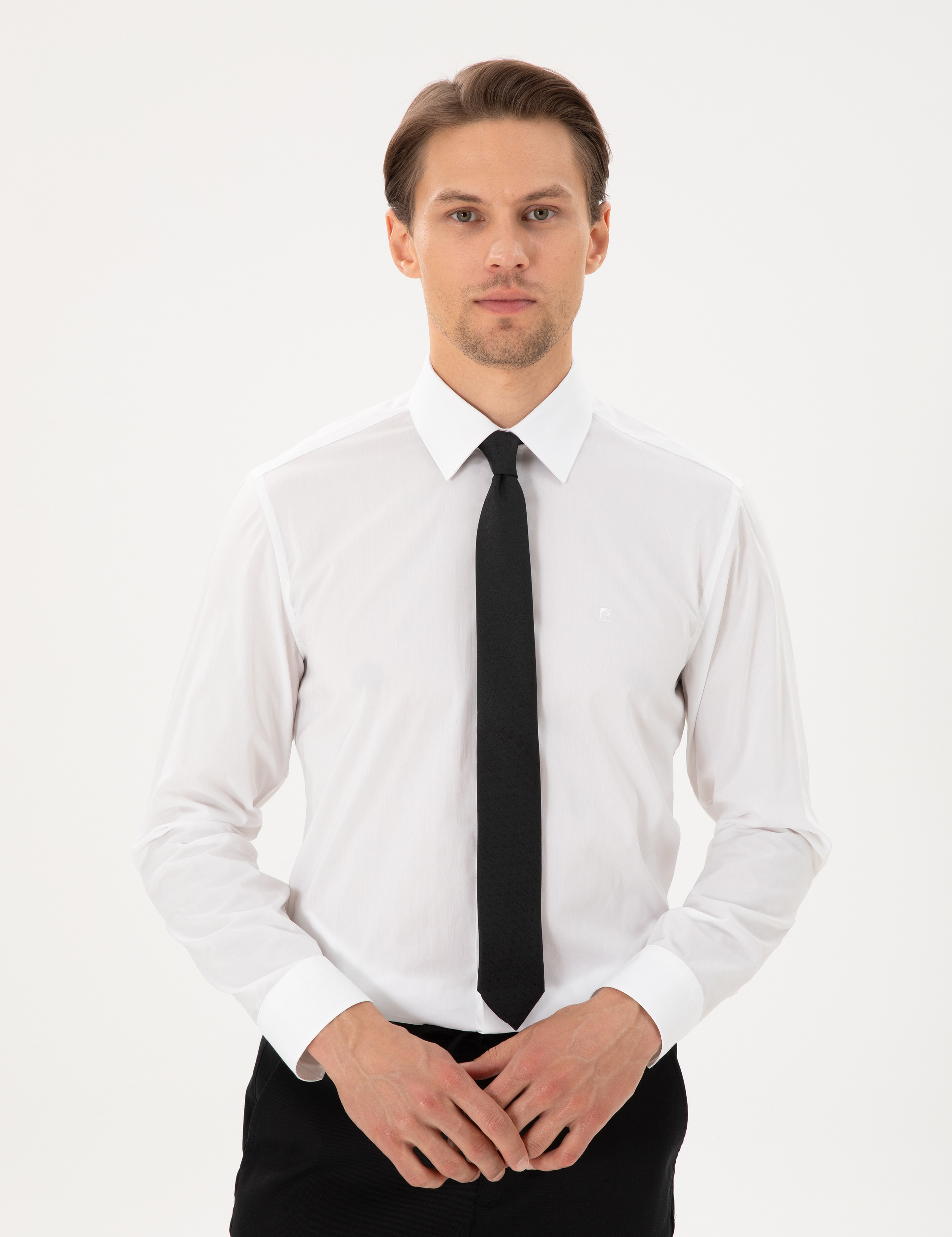 Beyaz Slim Fit Uzun Kollu Basic Gömlek - Image 3