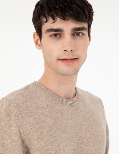 Vizon Melanj Slim Fit Bisiklet Yaka Kaşmir Triko Kazak - 50303471031