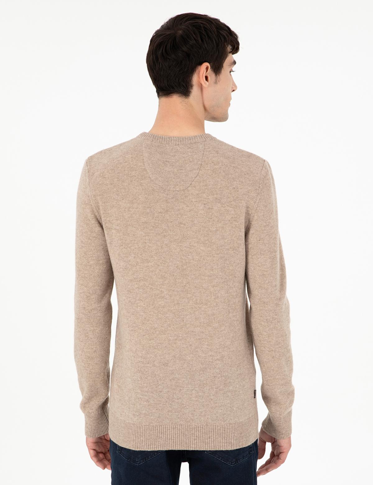 Vizon Melanj Slim Fit Bisiklet Yaka Kaşmir Triko Kazak - 50303471031