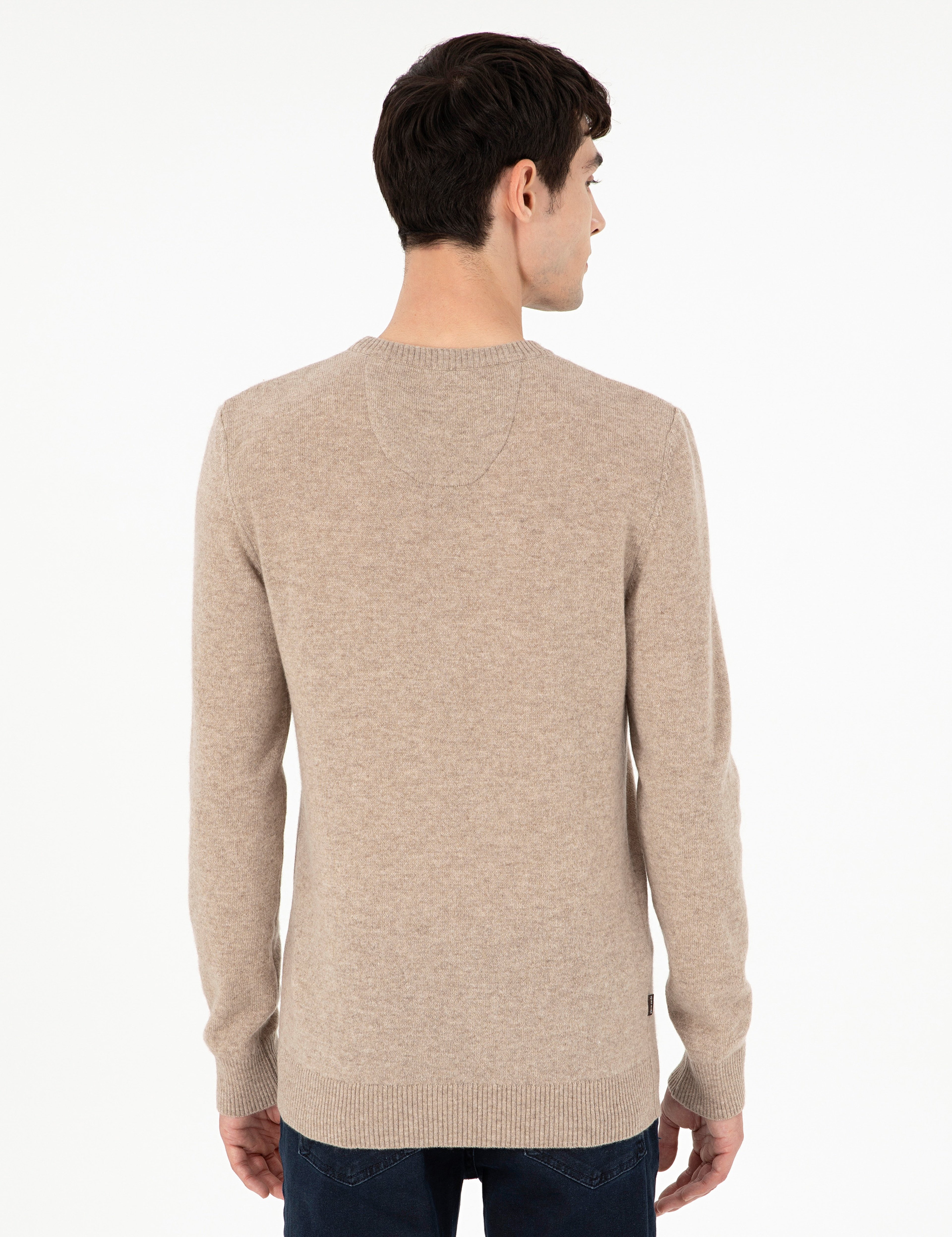 Vizon Melanj Slim Fit Bisiklet Yaka Kaşmir Triko Kazak - Image 5