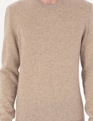 Vizon Melanj Slim Fit Bisiklet Yaka Kaşmir Triko Kazak