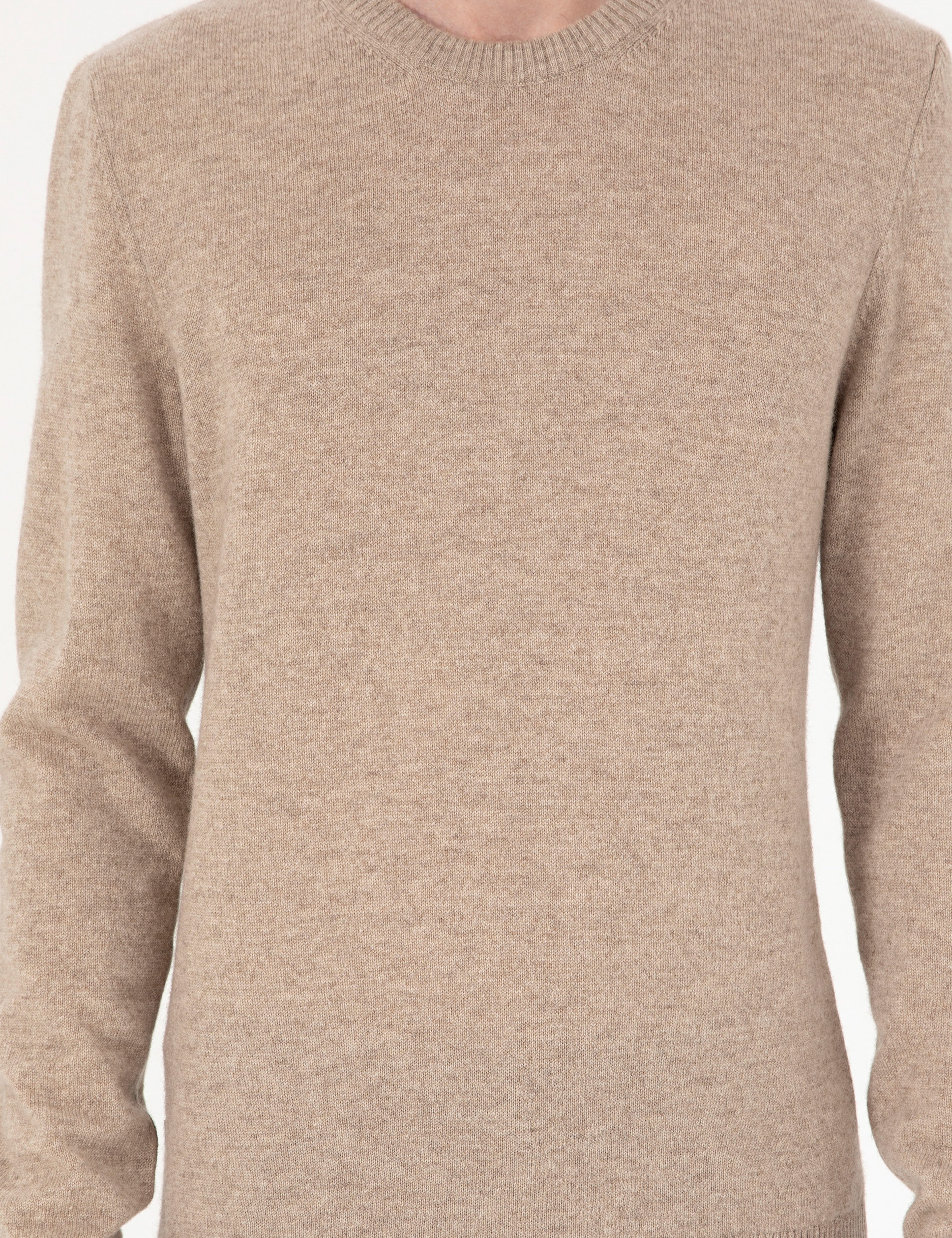 Vizon Melanj Slim Fit Bisiklet Yaka Kaşmir Triko Kazak