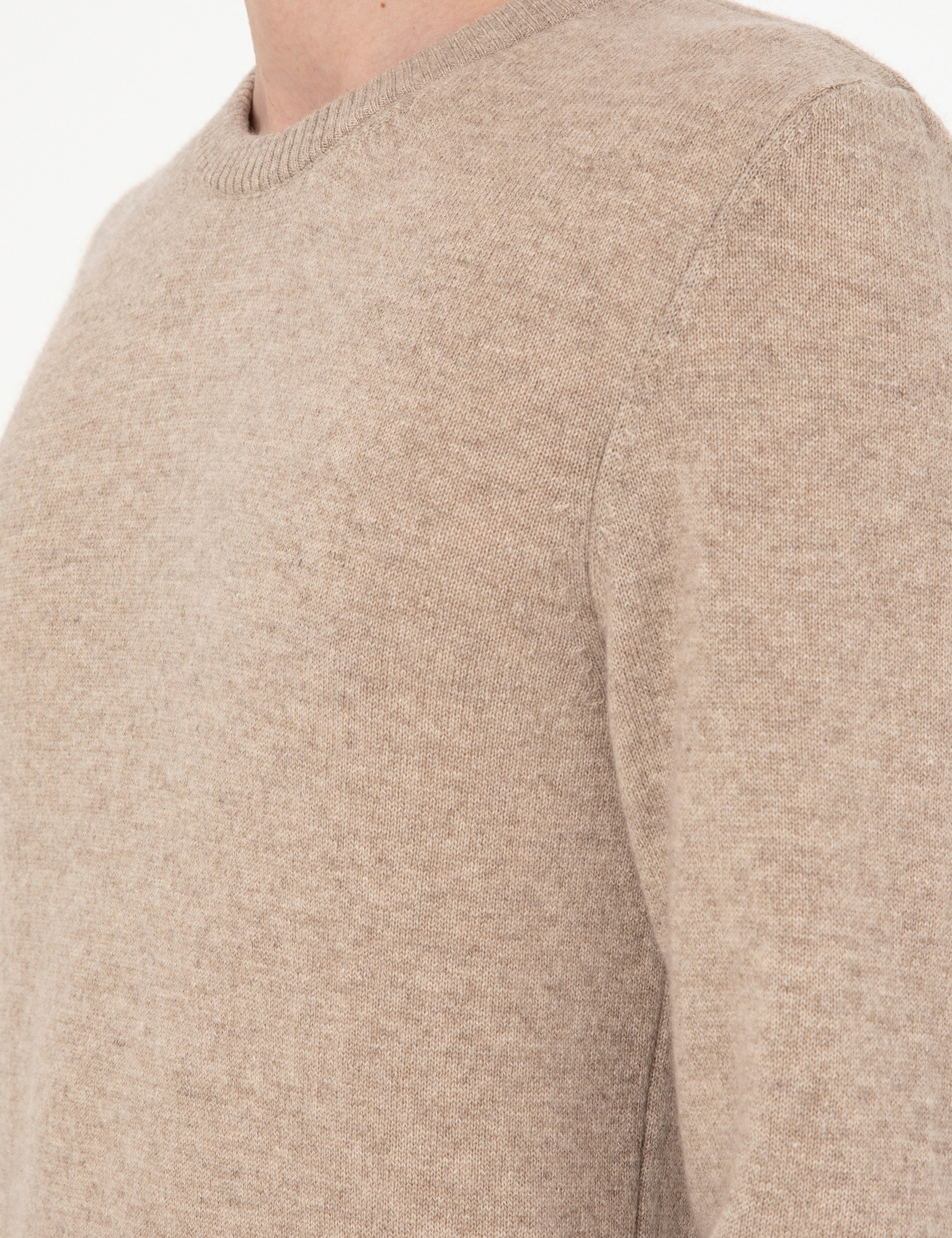 Vizon Melanj Slim Fit Bisiklet Yaka Kaşmir Triko Kazak