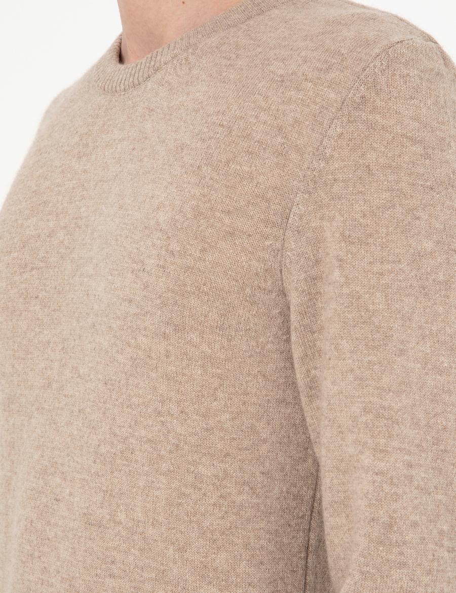 Vizon Melanj Slim Fit Bisiklet Yaka Kaşmir Triko Kazak