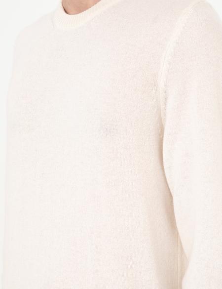 Ekru Slim Fit Bisiklet Yaka Kaşmir Triko Kazak - 50303471001