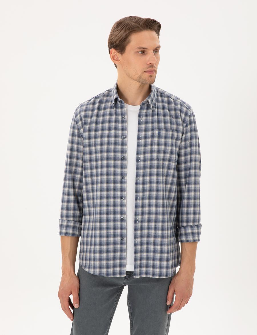 Mavi Regular Fit Kareli Uzun Kollu Gömlek