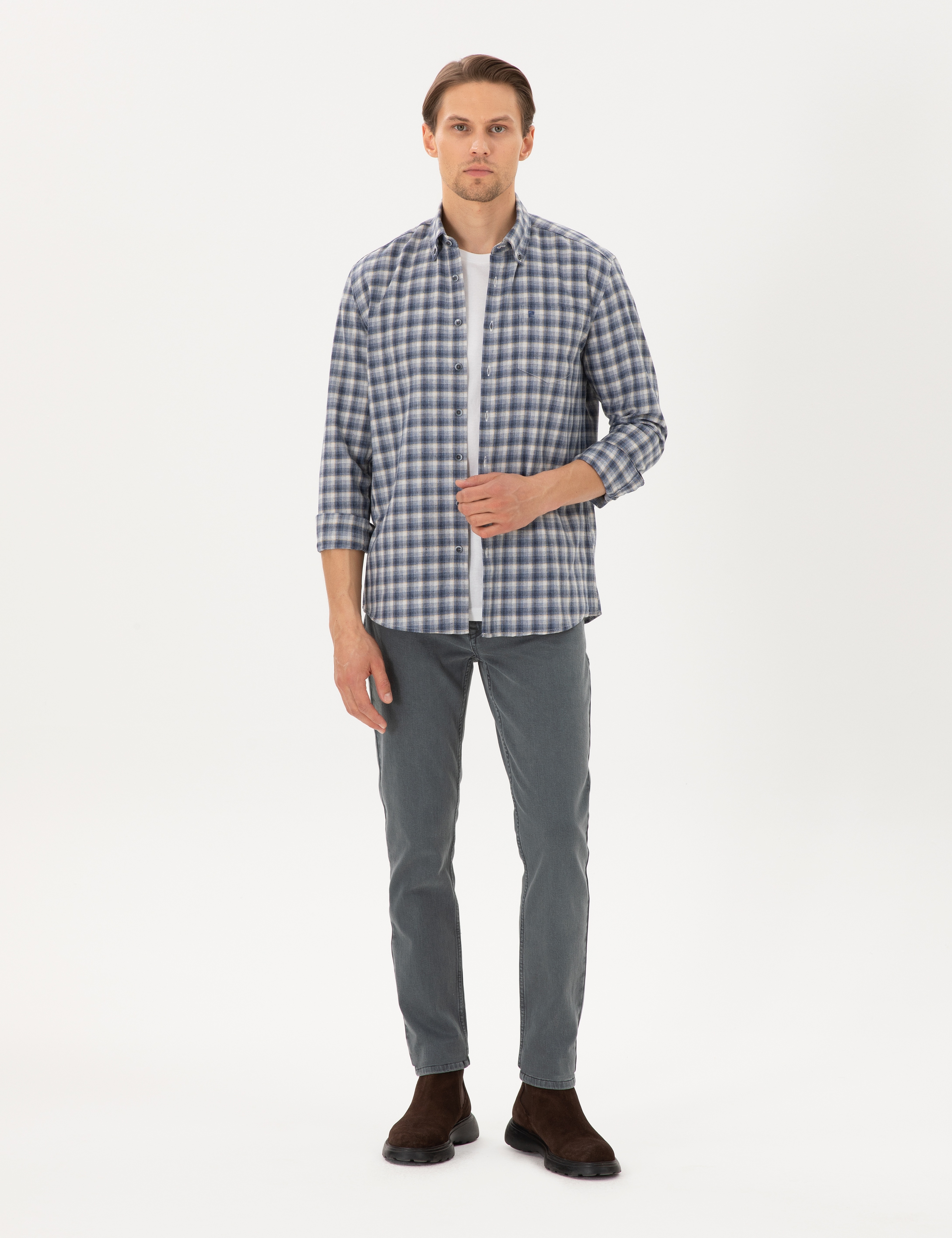 Mavi Regular Fit Kareli Uzun Kollu Gömlek - Image 4