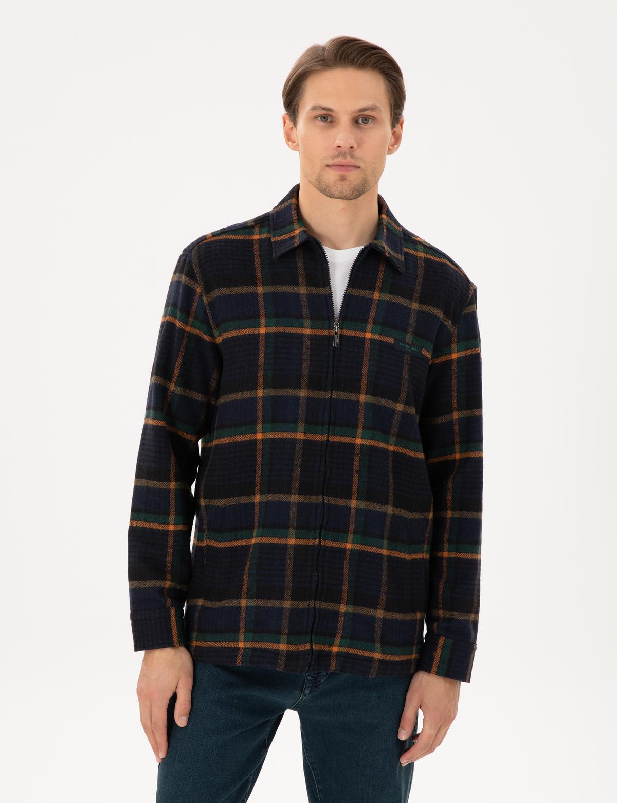 Lacivert Oversize Uzun Kollu Oduncu Gömlek