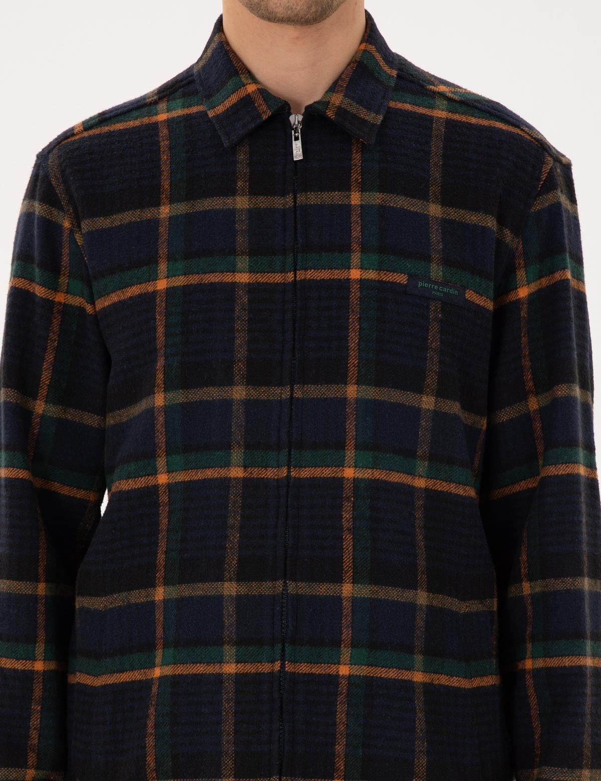 Lacivert Oversize Uzun Kollu Oduncu Gömlek - 50292394008