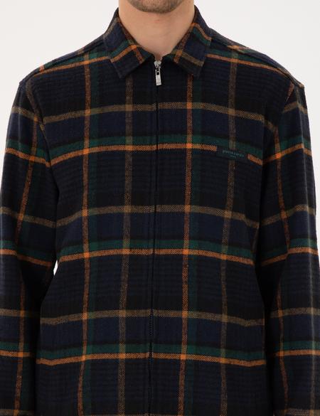 Lacivert Oversize Uzun Kollu Oduncu Gömlek - 50292394008