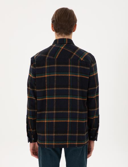 Lacivert Oversize Uzun Kollu Oduncu Gömlek - 50292394008