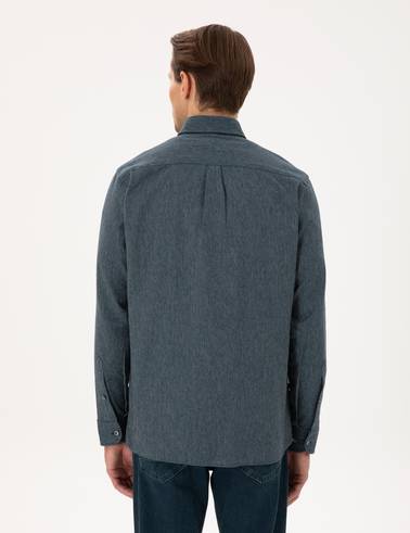 Yeşil Regular Fit Uzun Kollu Oxford Gömlek