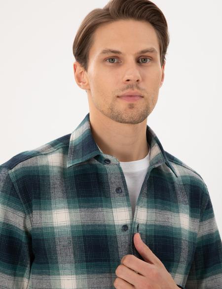 Yeşil Regular Fit Uzun Kollu Oduncu Gömlek - 50293738017