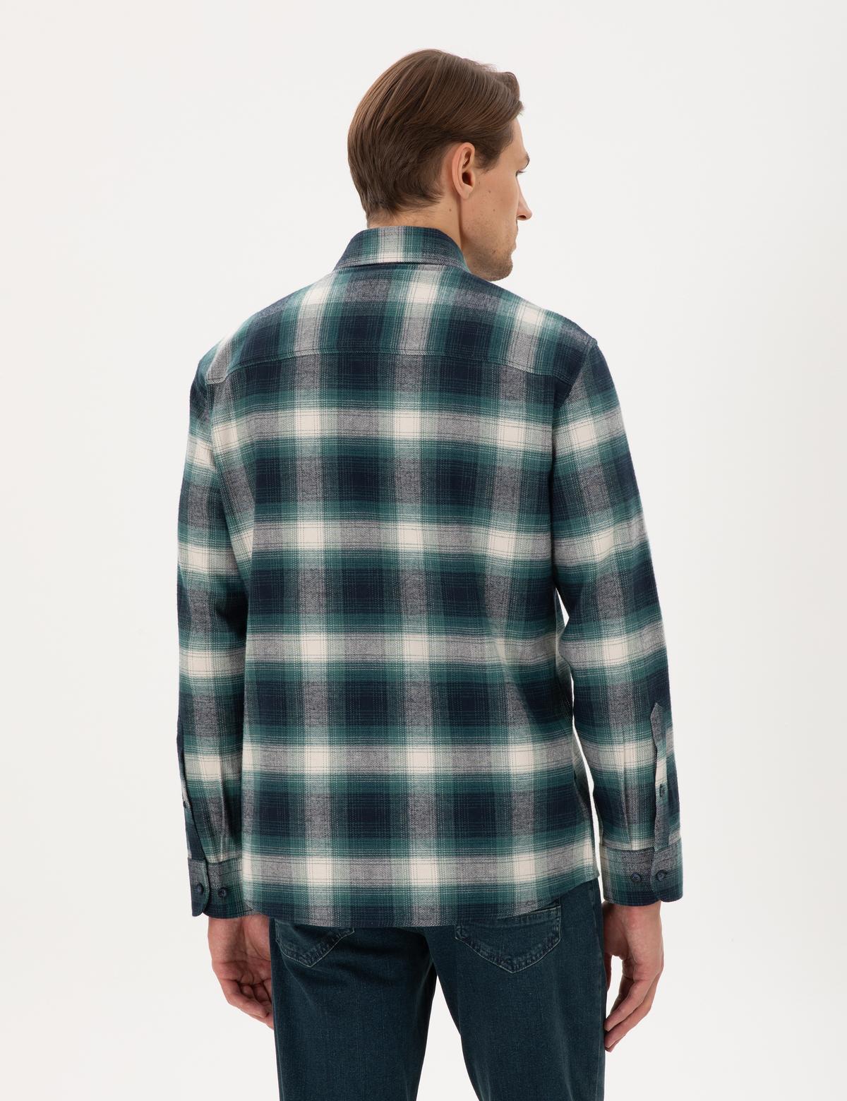 Yeşil Regular Fit Uzun Kollu Oduncu Gömlek - 50293738017