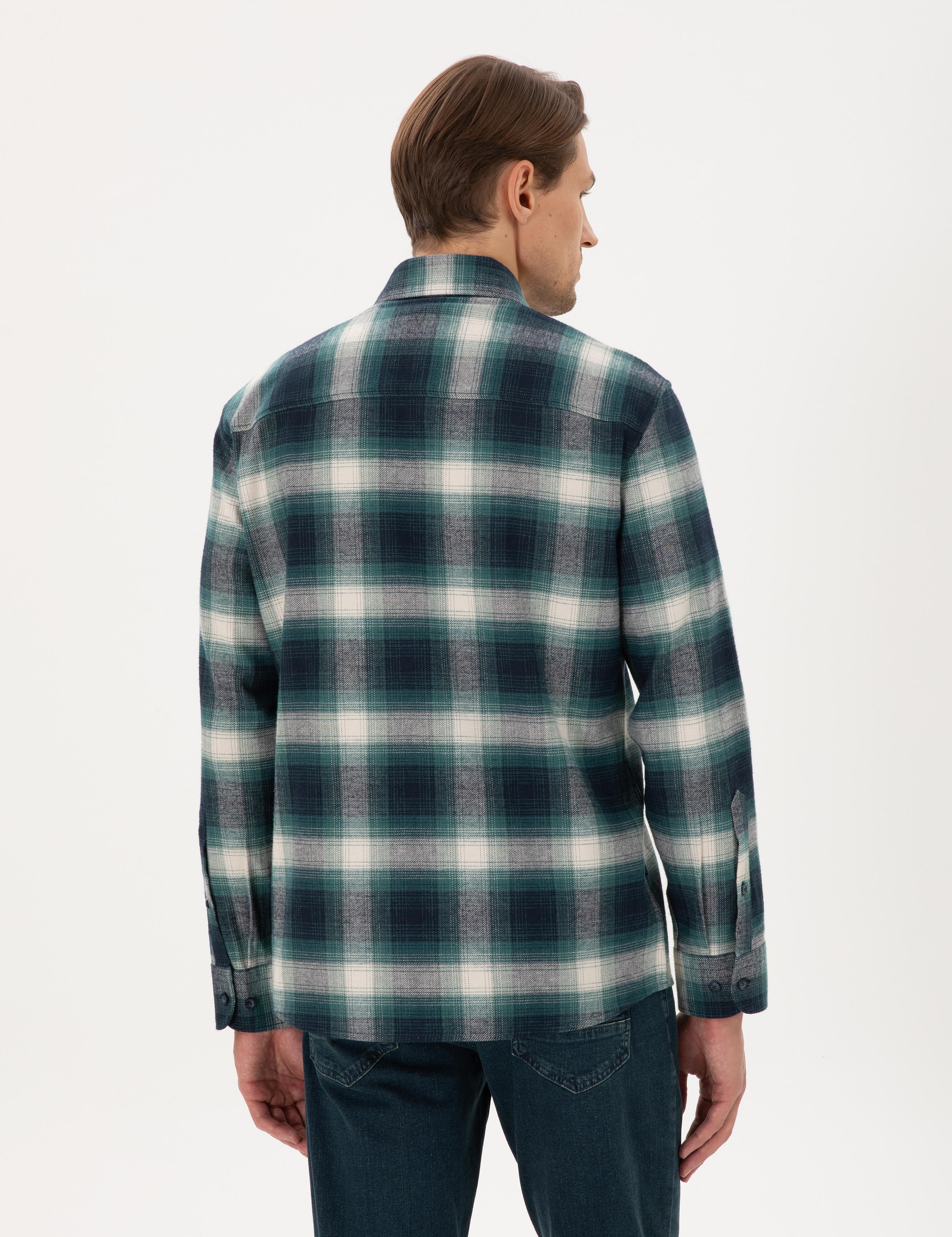 Yeşil Regular Fit Uzun Kollu Oduncu Gömlek