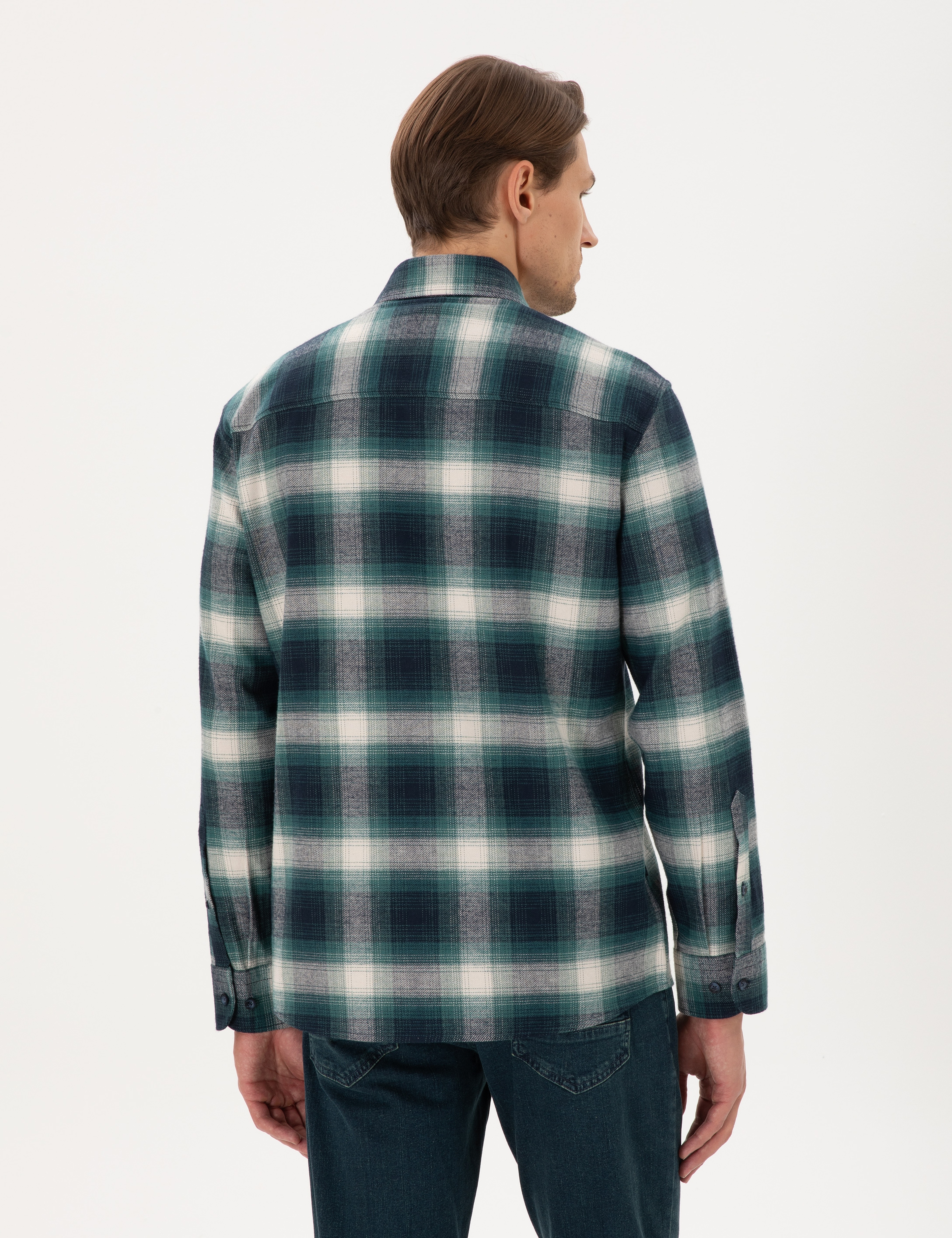 Yeşil Regular Fit Uzun Kollu Oduncu Gömlek - Image 5