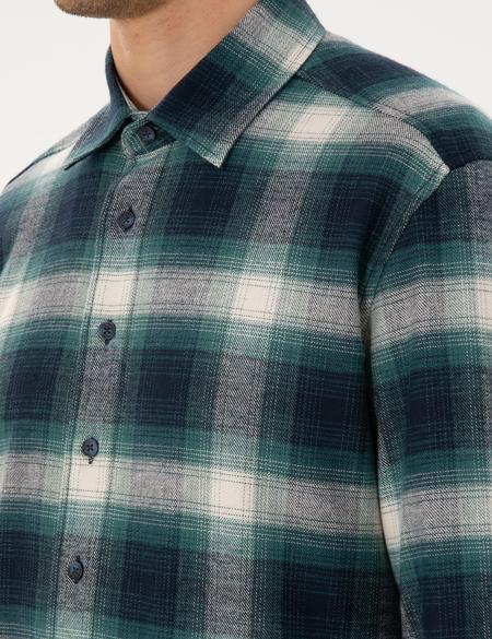 Yeşil Regular Fit Uzun Kollu Oduncu Gömlek - 50293738017