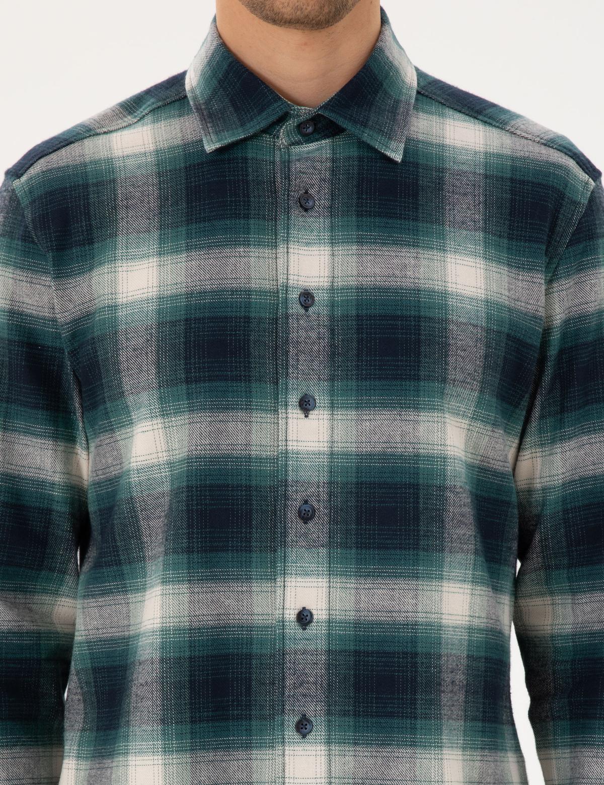 Yeşil Regular Fit Uzun Kollu Oduncu Gömlek - 50293738017