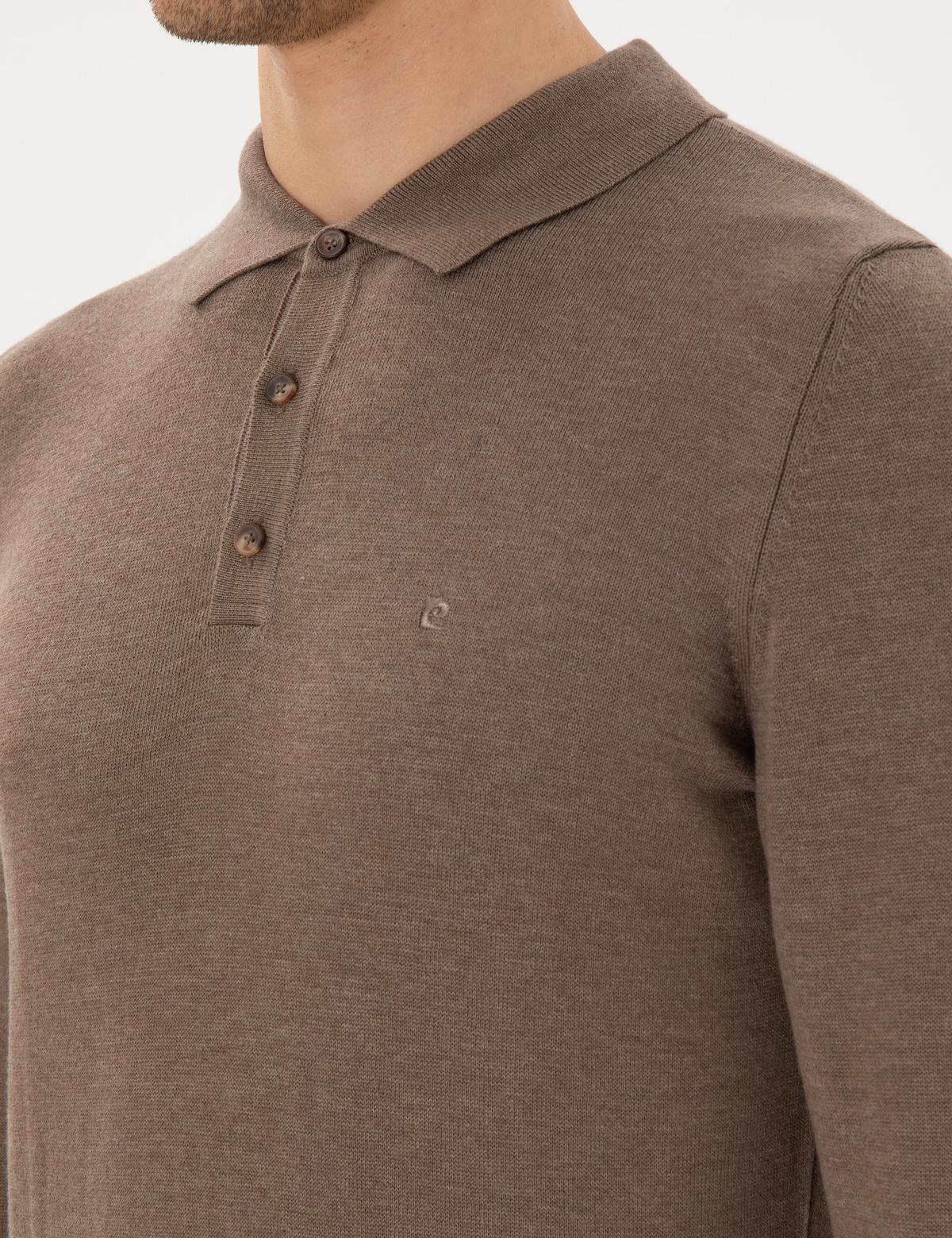 Vizon Melanj Slim Fit Polo Yaka Basic Triko Kazak - 50296584023