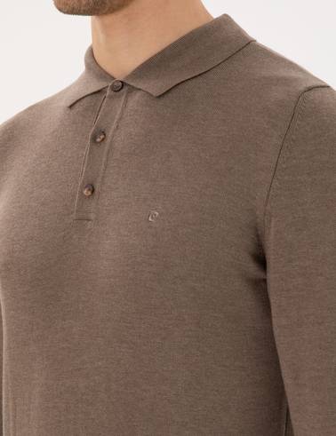 Vizon Melanj Slim Fit Polo Yaka Basic Triko Kazak