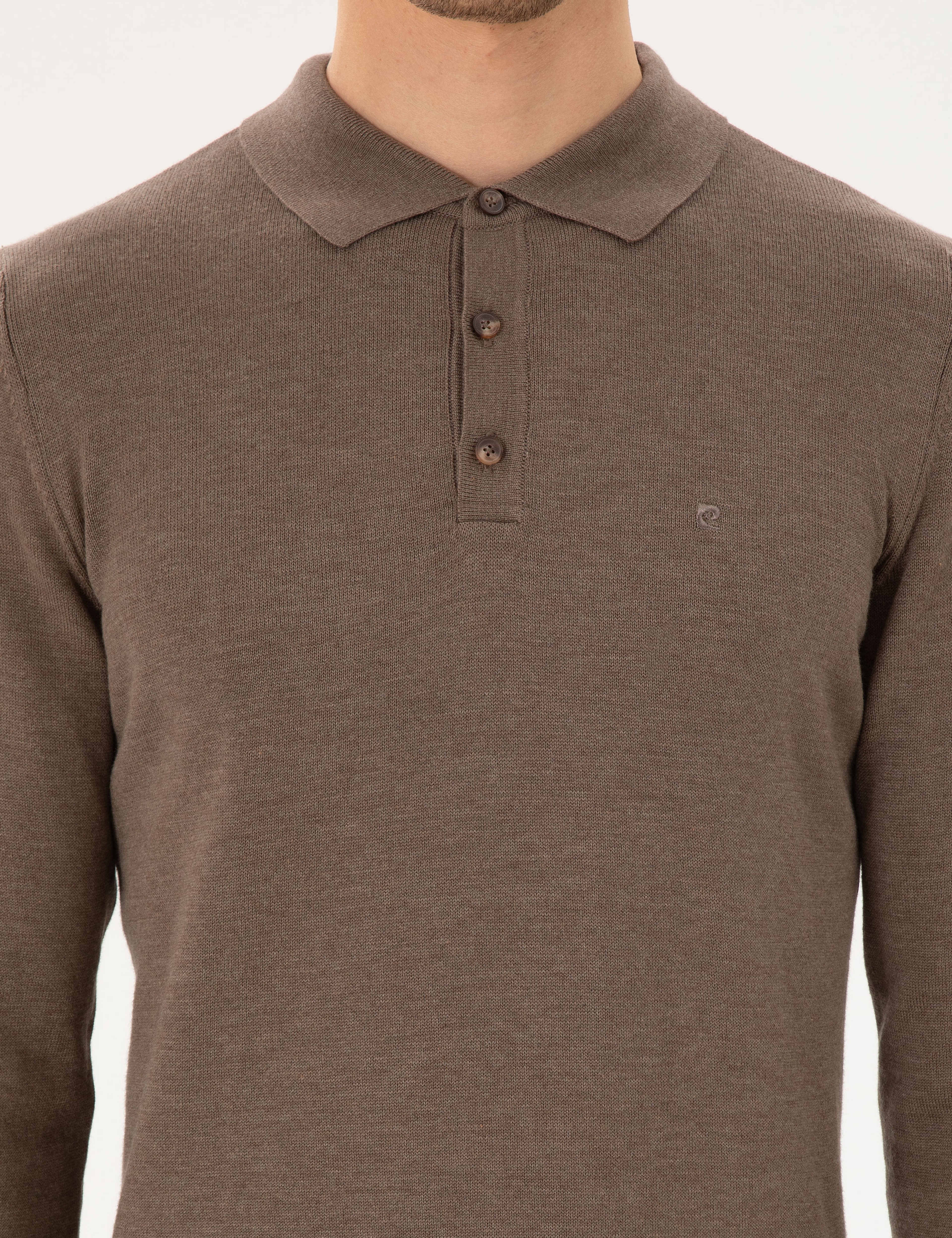 Vizon Melanj Slim Fit Polo Yaka Basic Triko Kazak
