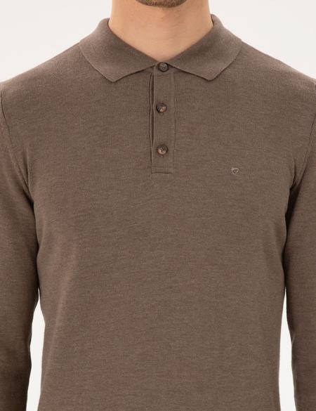 Vizon Melanj Slim Fit Polo Yaka Basic Triko Kazak - 50296584023