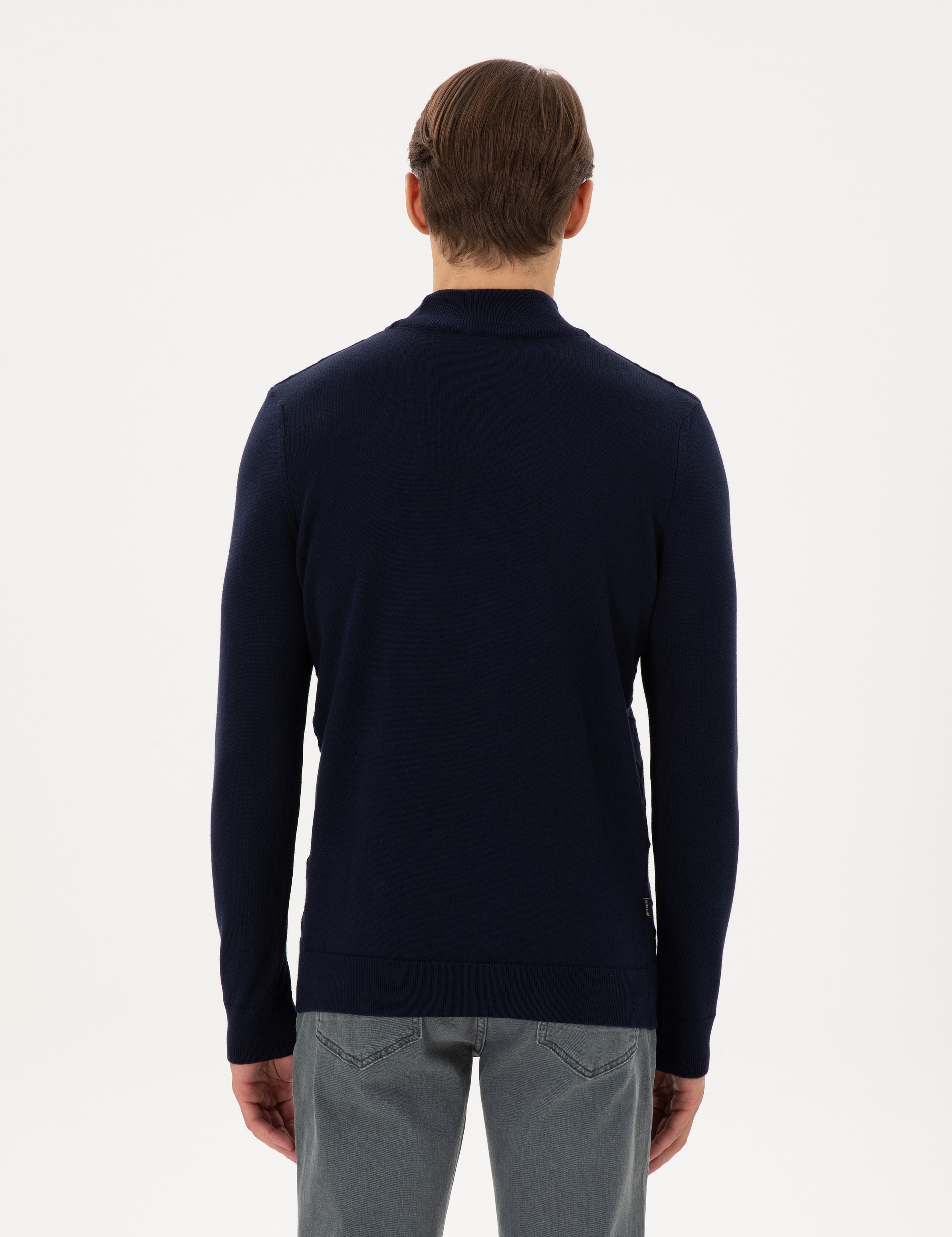 Lacivert Slim Fit Yarım Balıkçı Yaka Triko Kazak - Image 5