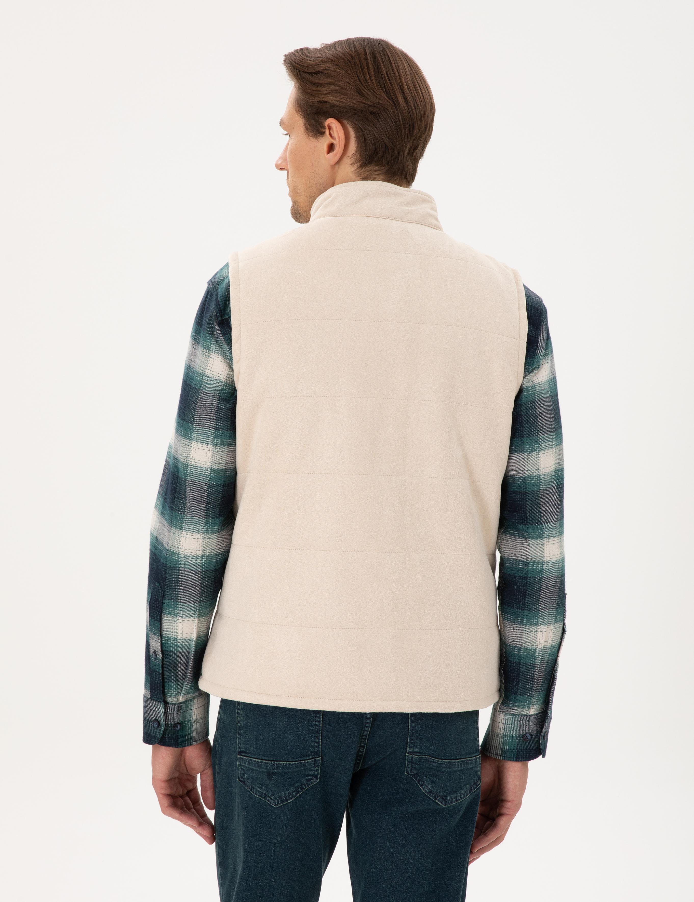 Bej Çift Taraflı Suni Deri Yelek