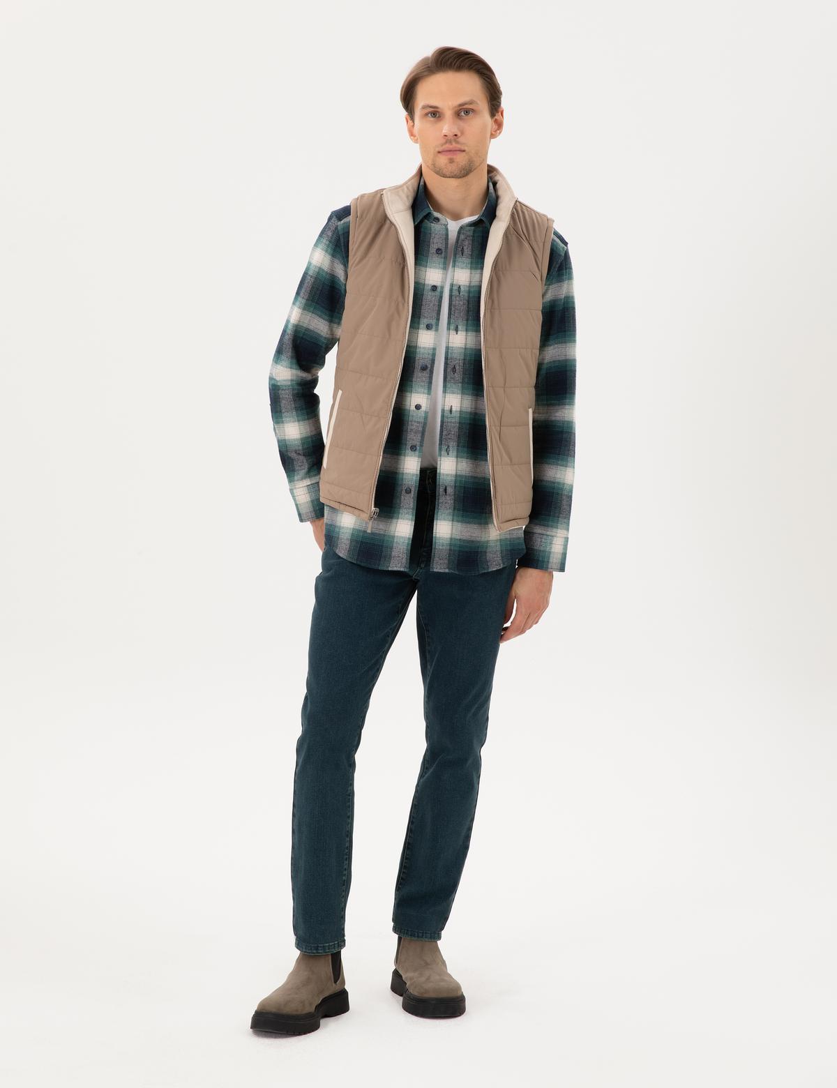 Bej Çift Taraflı Suni Deri Yelek - 50300554022