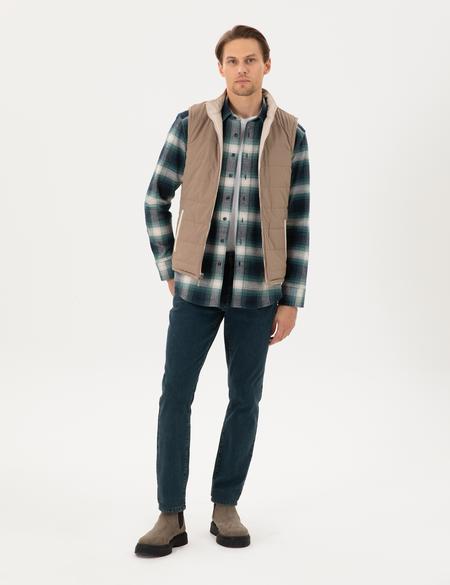 Bej Çift Taraflı Suni Deri Yelek - 50300554022