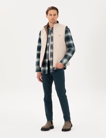 Bej Çift Taraflı Suni Deri Yelek - 50300554022