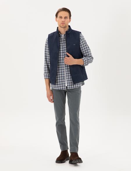 Lacivert Çift Taraflı Suni Deri Yelek - 50300554001