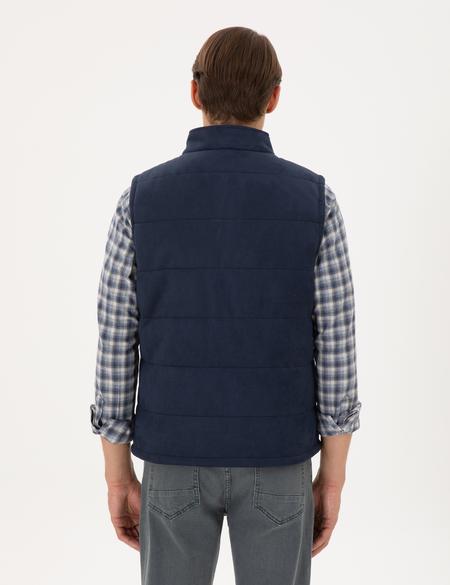 Lacivert Çift Taraflı Suni Deri Yelek - 50300554001