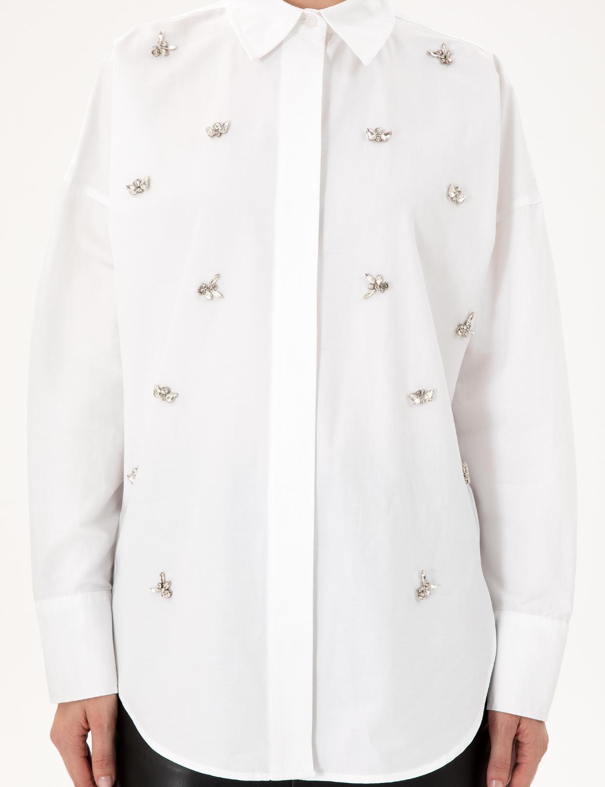 Beyaz Oversize Uzun Kollu Gömlek - 50292277005