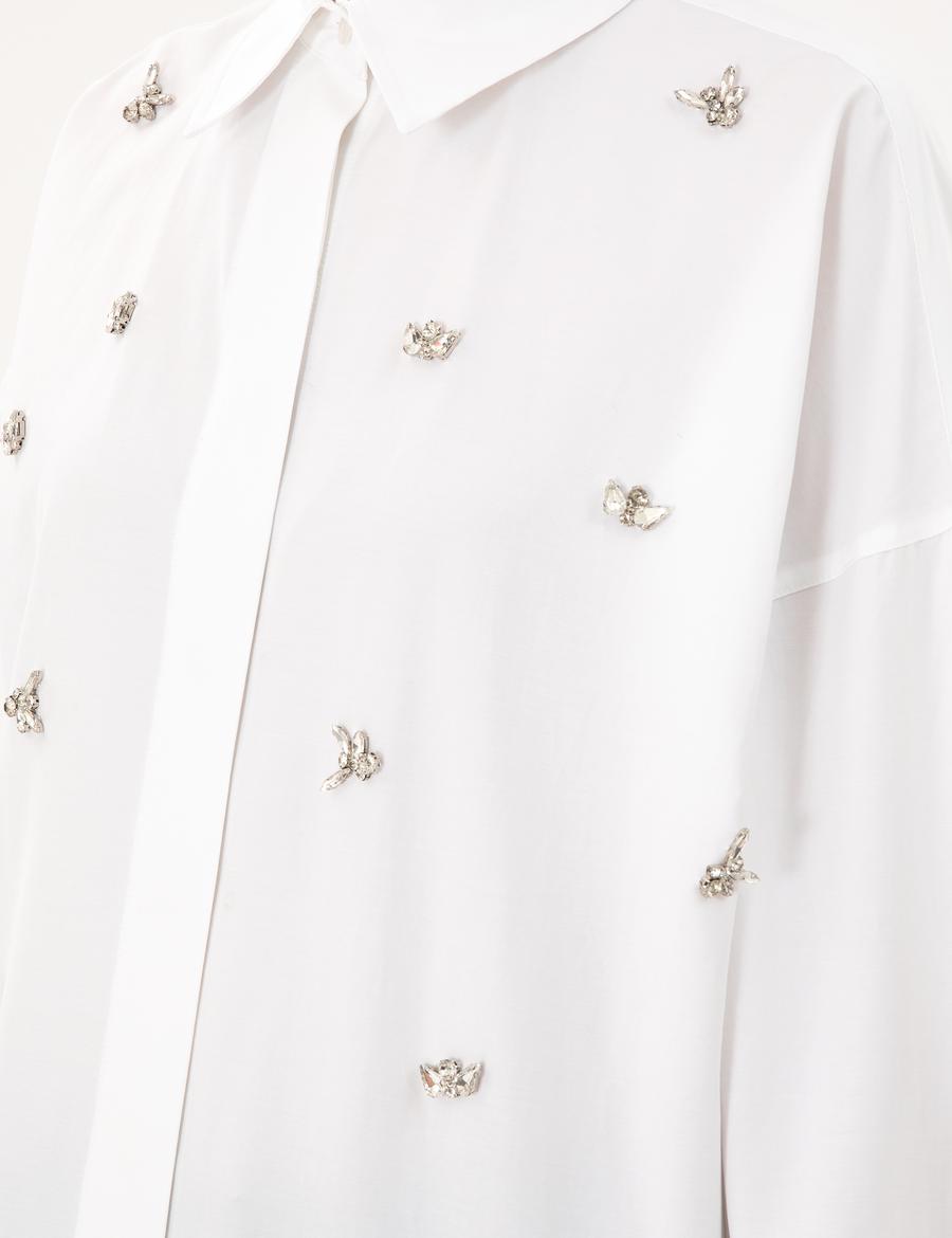 Beyaz Oversize Uzun Kollu Gömlek