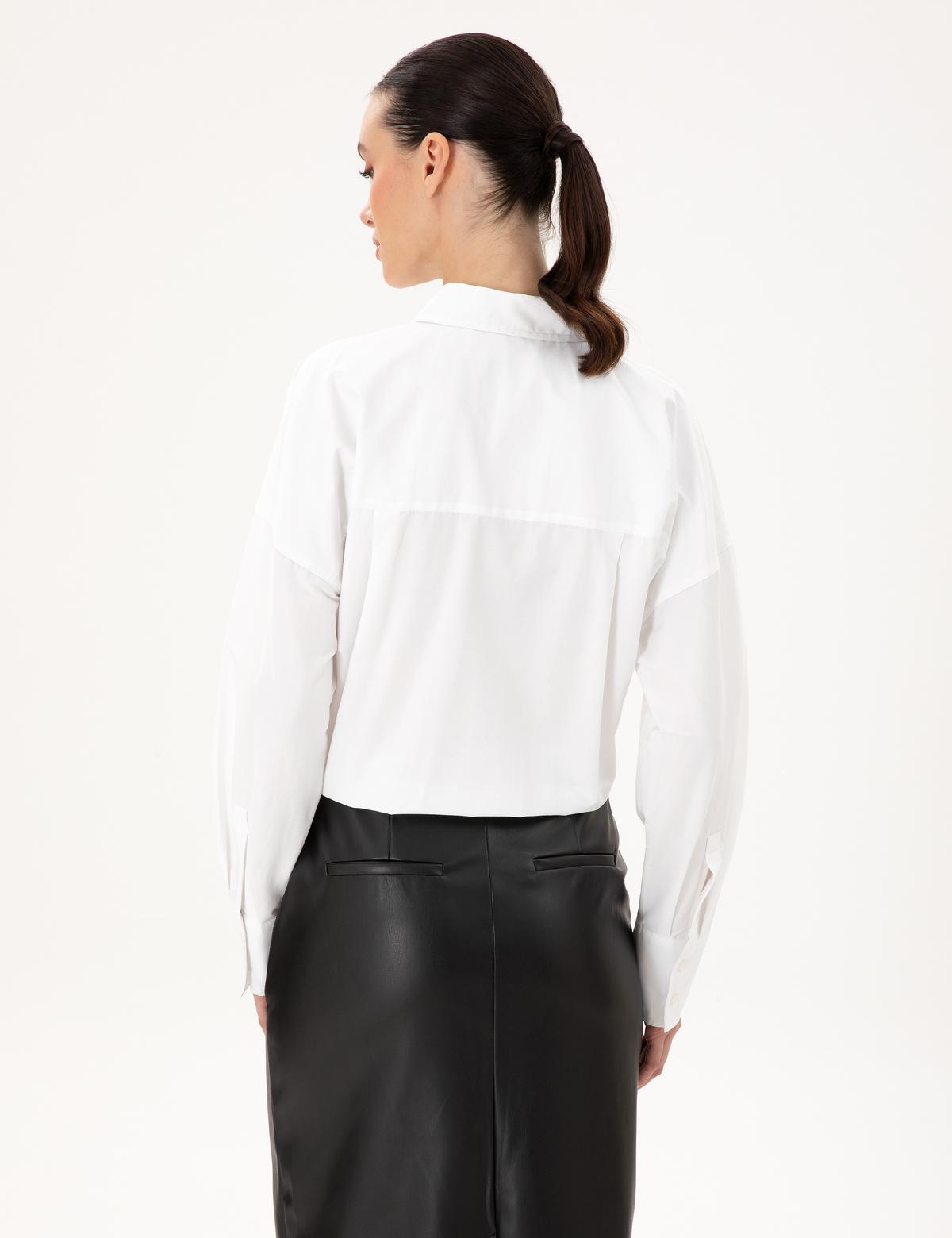 Beyaz Oversize Uzun Kollu Gömlek - 50292277005