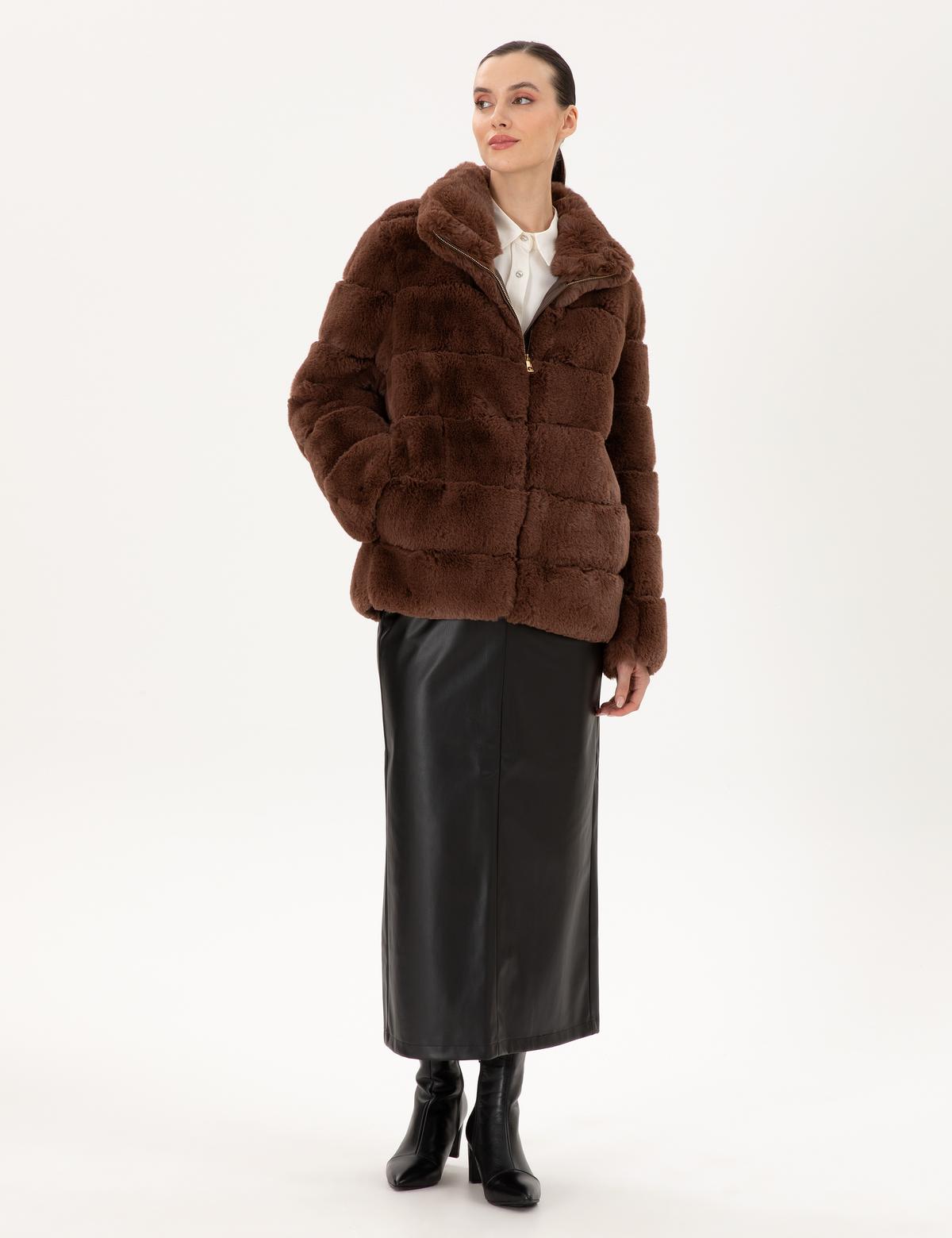 Kahverengi Comfort Fit Suni Kürk - 50290330032