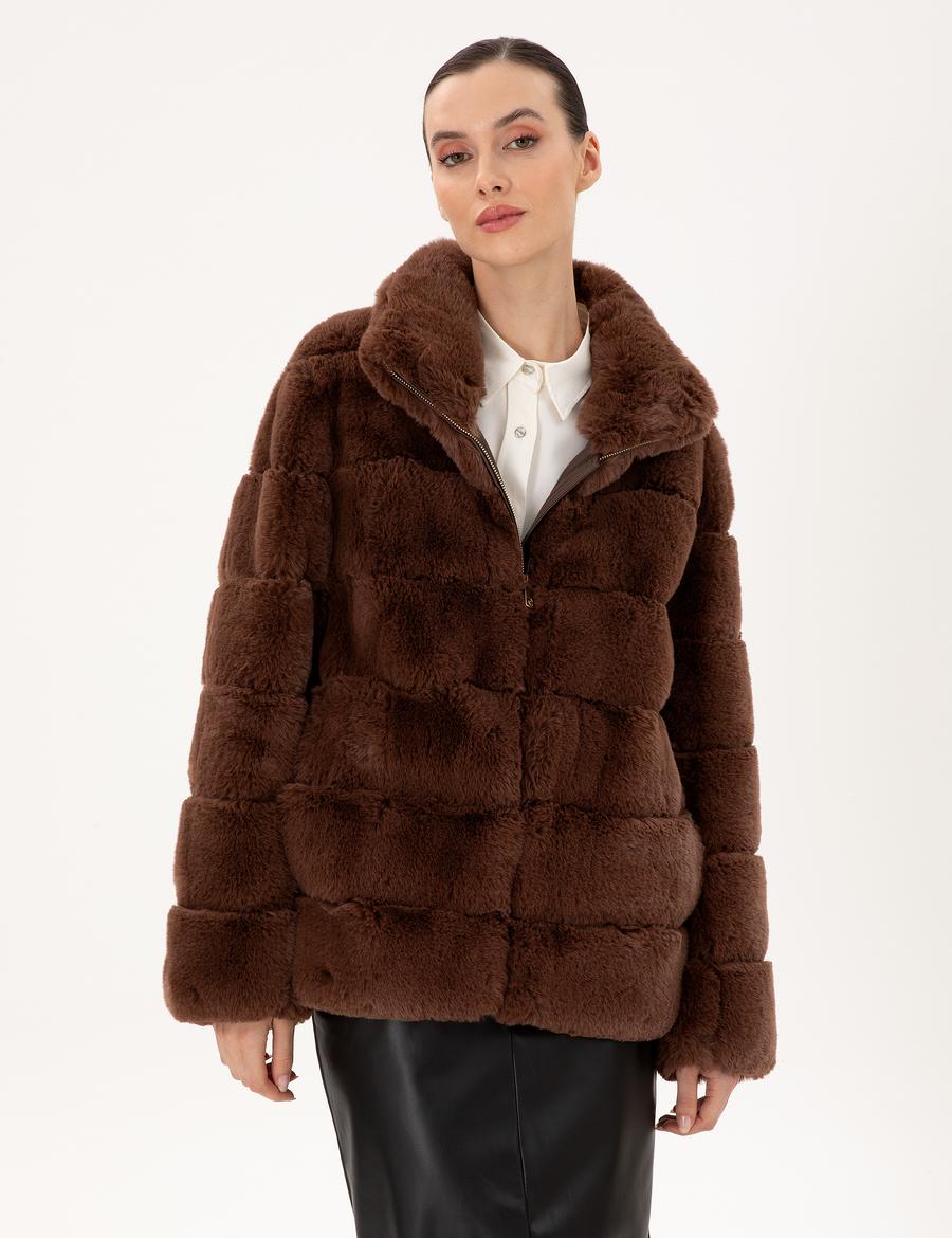 Kahverengi Comfort Fit Suni Kürk