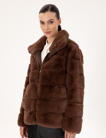 Kahverengi Comfort Fit Suni Kürk - 50290330032