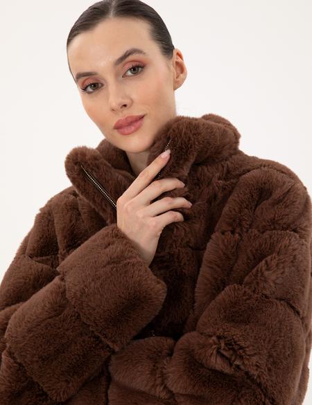 Kahverengi Comfort Fit Suni Kürk - 50290330032