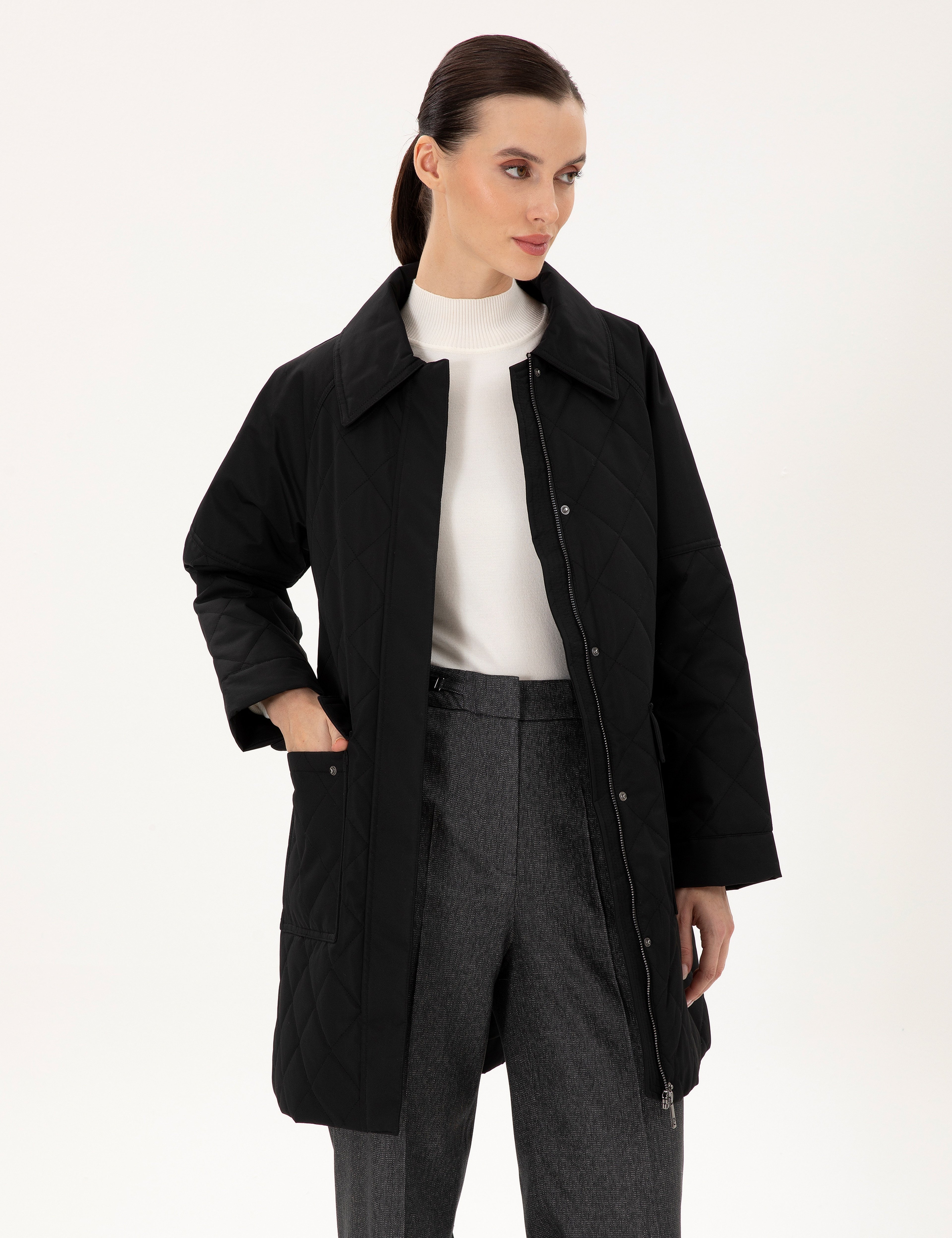 Siyah Regular Fit Kaban - Image 1