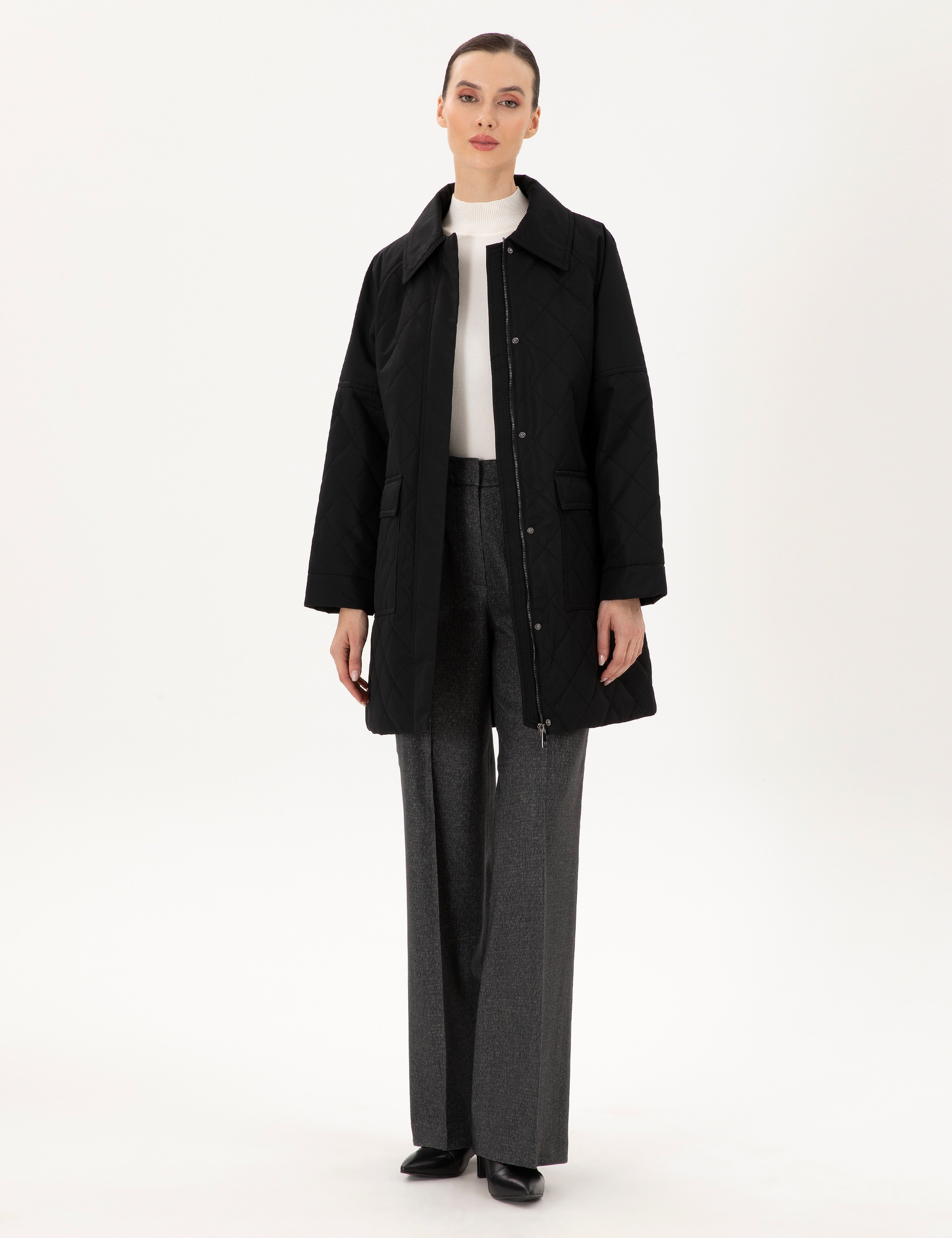 Siyah Regular Fit Kaban - Image 4