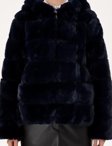 Lacivert Kapüşonlu Suni Kürk - 50290327033