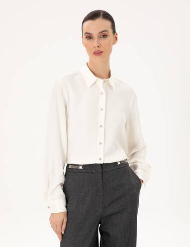 Ekru Comfort Fit Uzun Kollu Gömlek