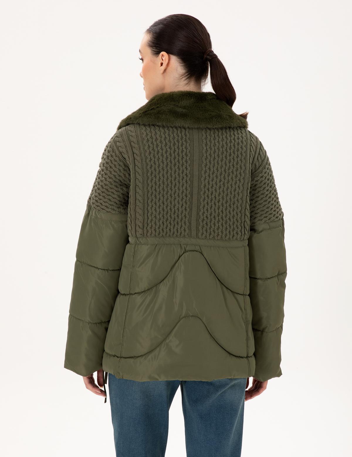 Haki Kürk Yaka Mont - 50290341035