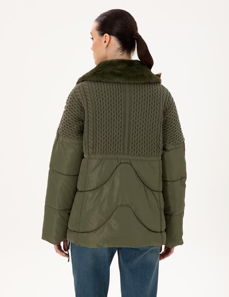 Haki Kürk Yaka Mont - 50290341035