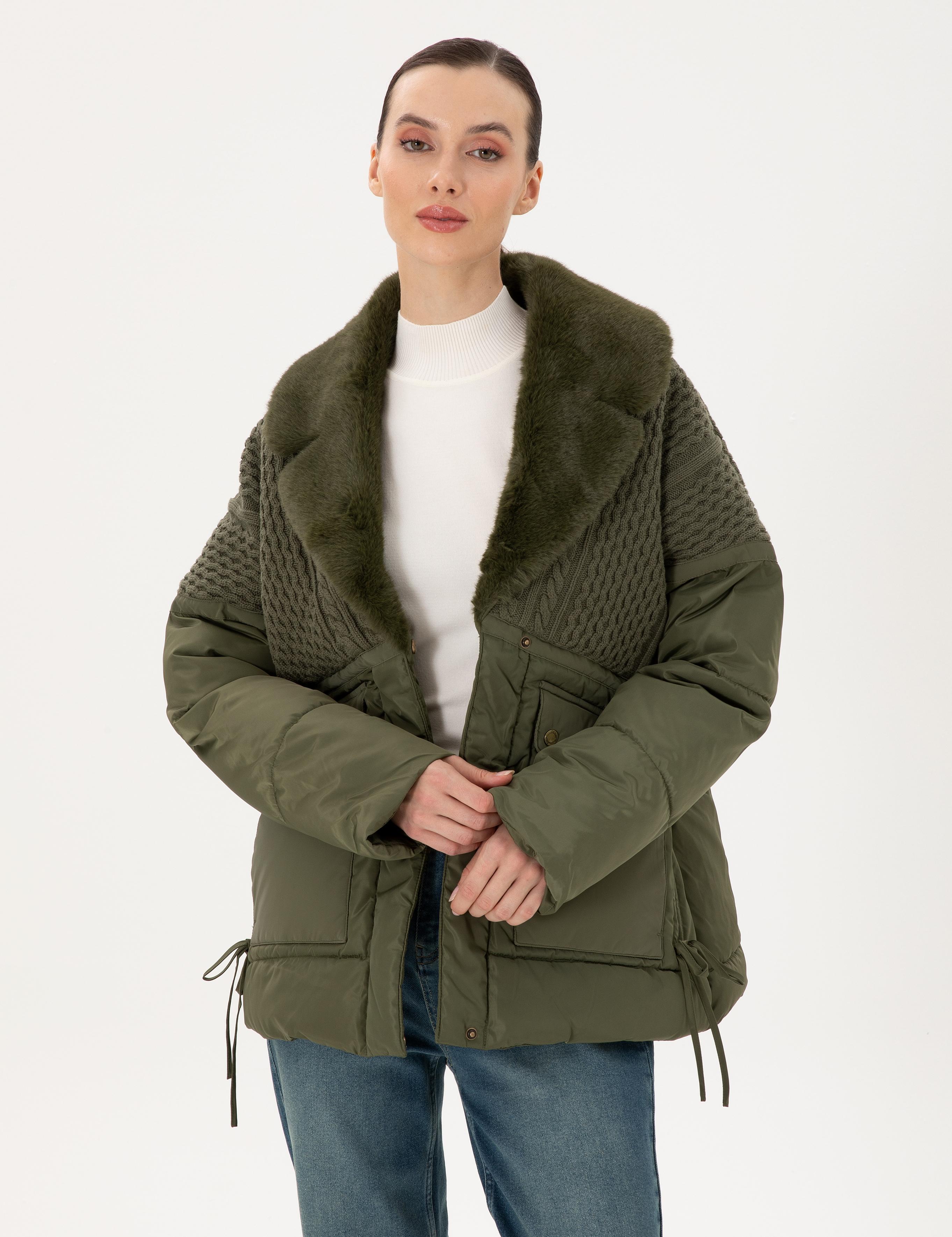 Haki Kürk Yaka Mont