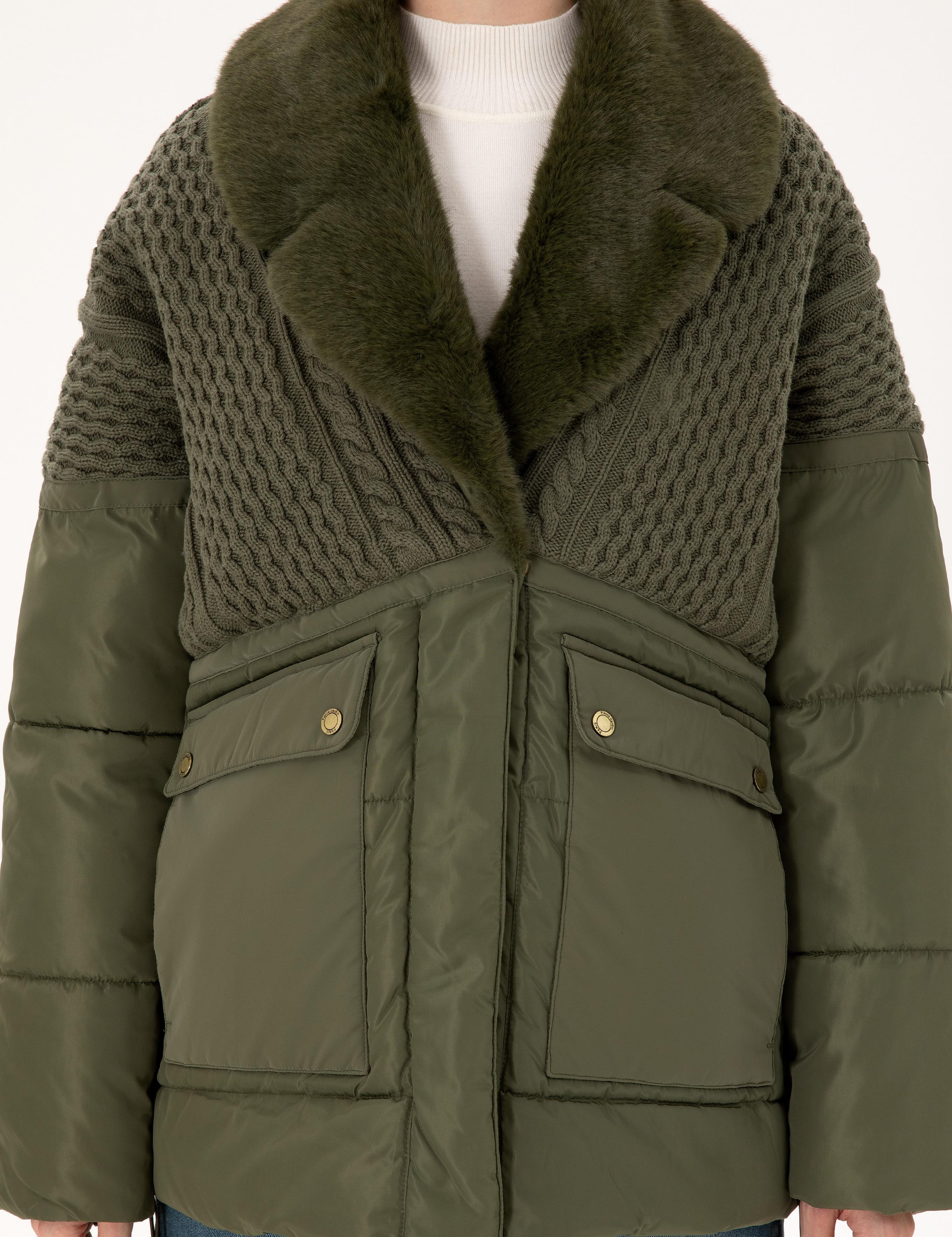 Haki Kürk Yaka Mont